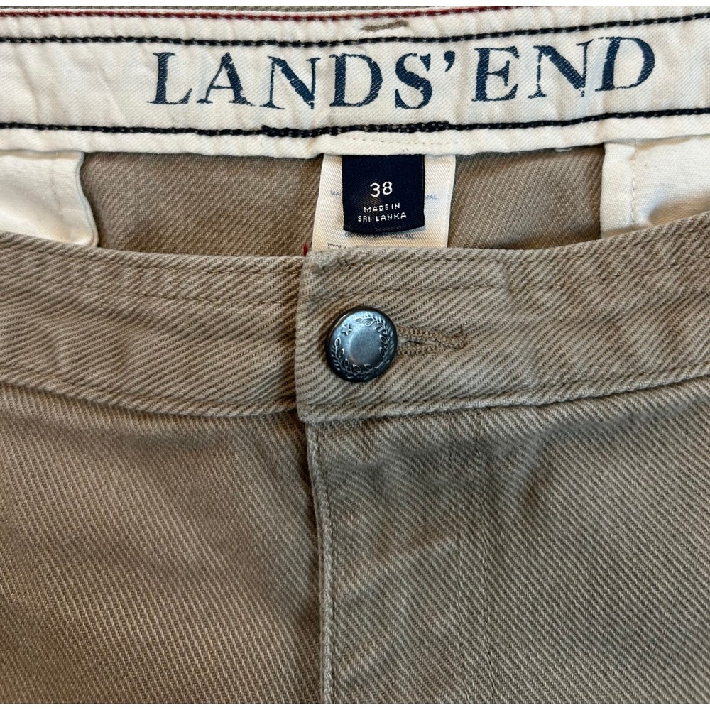 Lands‎ End Mens Khaki Cargo Pants Size 38 Relaxed Fit Cotton Utility Outdoor